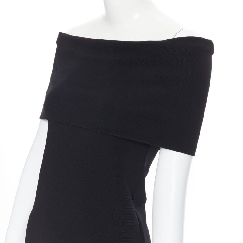Rosetta Getty ROSETTA GETTY black knitted foldover banded off shoulder stretch top XS Size XS / US 0-2 / IT 36-38 - 2 Thumbnail