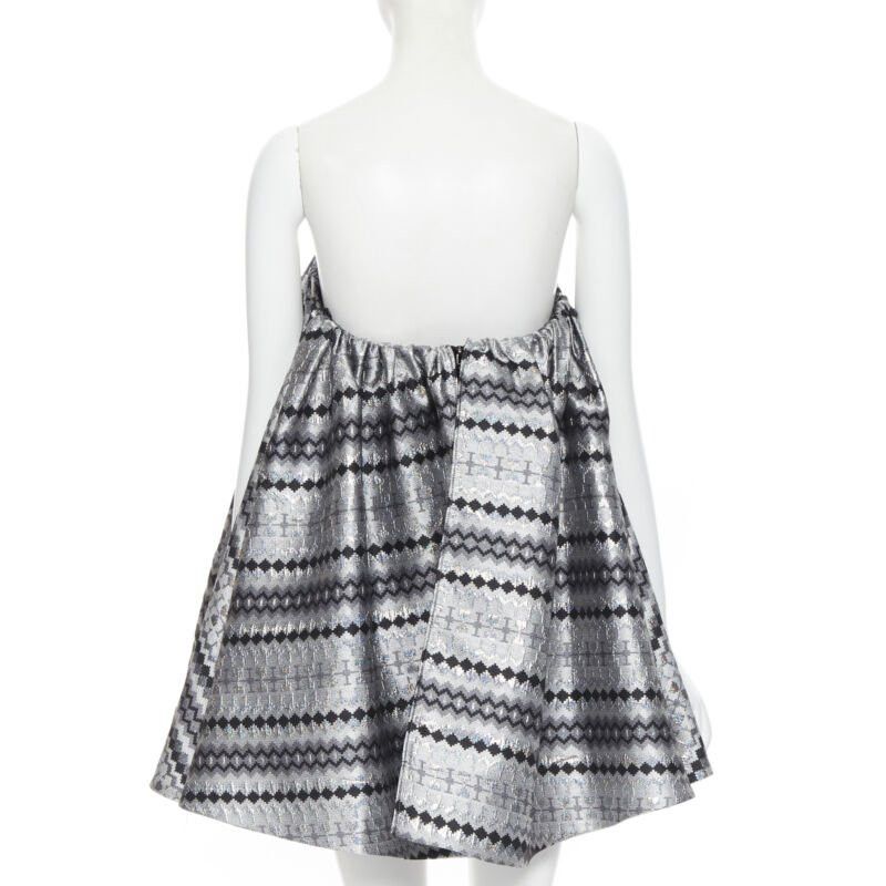 Maticevski MATICEVSKI 2016 Profound metallic silver lurex jacquard flared strapless top XS Size XS / US 0-2 / IT 36-38 - 5 Thumbnail