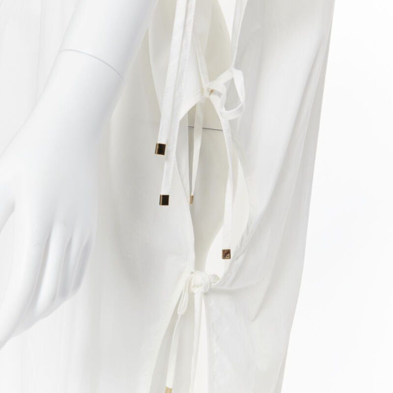 Rosetta Getty ROSETTA GETTY white cotton gold harware tie side high low casual dress XS Size XS / US 0-2 / IT 36-38 - 2 Thumbnail