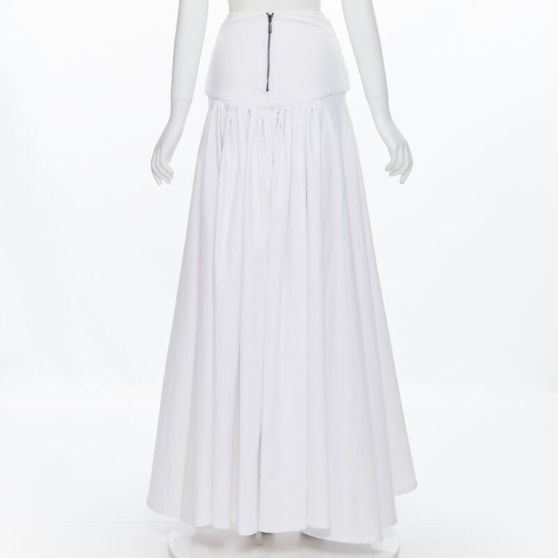Maticevski MATICEVSKI white ruched waist band pleated flared maxi dress XS Size 26" / US 2 / IT 38 - 5 Thumbnail