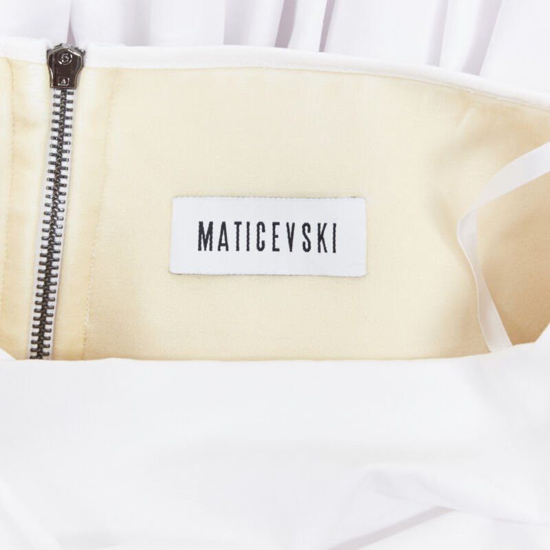 Maticevski MATICEVSKI white ruched waist band pleated flared maxi dress XS Size 26" / US 2 / IT 38 - 9 Thumbnail