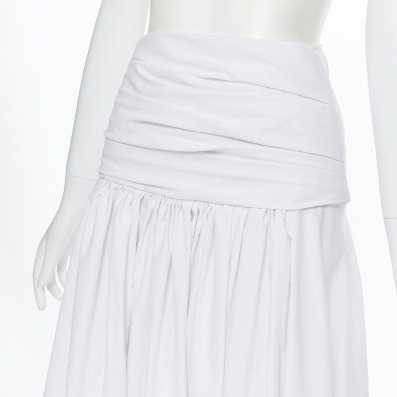 Maticevski MATICEVSKI white ruched waist band pleated flared maxi dress XS Size 26" / US 2 / IT 38 - 2 Thumbnail