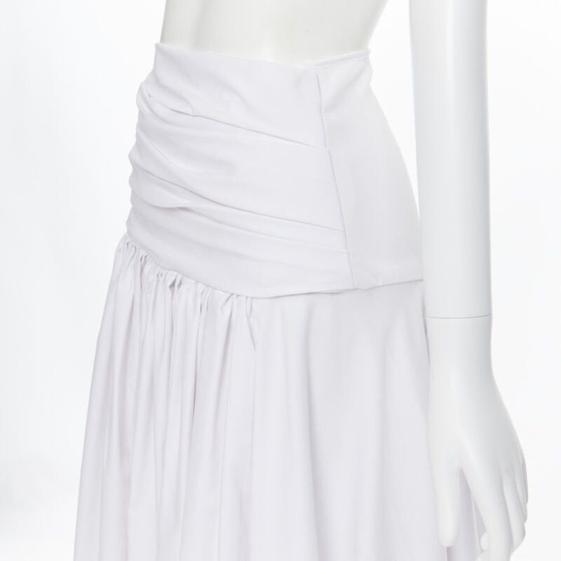Maticevski MATICEVSKI white ruched waist band pleated flared maxi dress XS Size 26" / US 2 / IT 38 - 7 Thumbnail