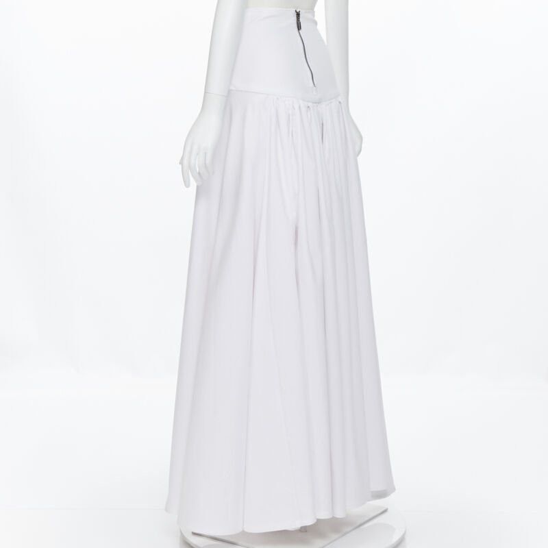 Maticevski MATICEVSKI white ruched waist band pleated flared maxi dress XS Size 26" / US 2 / IT 38 - 6 Thumbnail