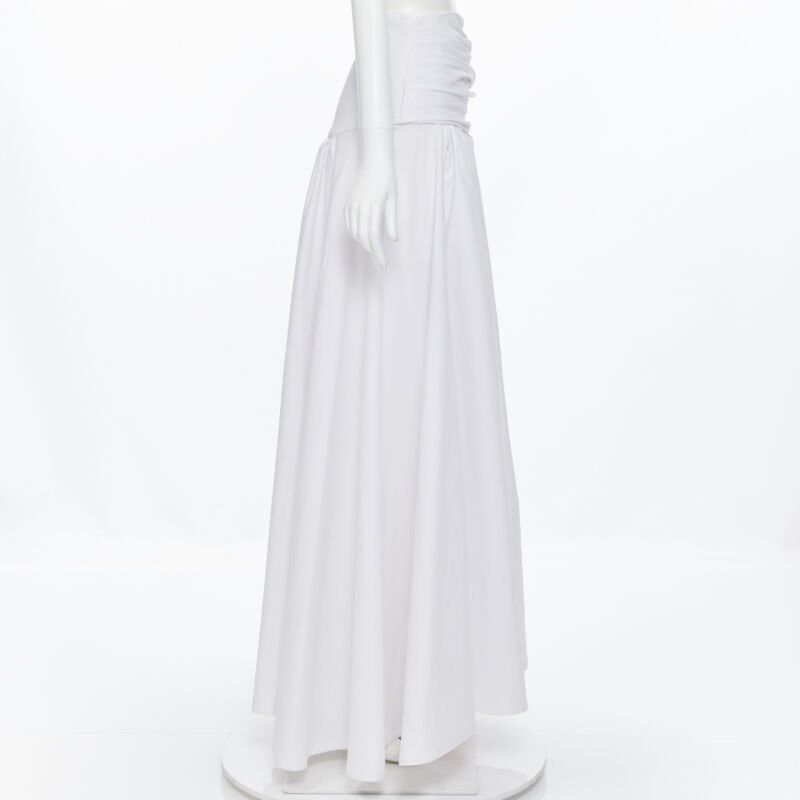 Maticevski MATICEVSKI white ruched waist band pleated flared maxi dress XS Size 26" / US 2 / IT 38 - 4 Thumbnail