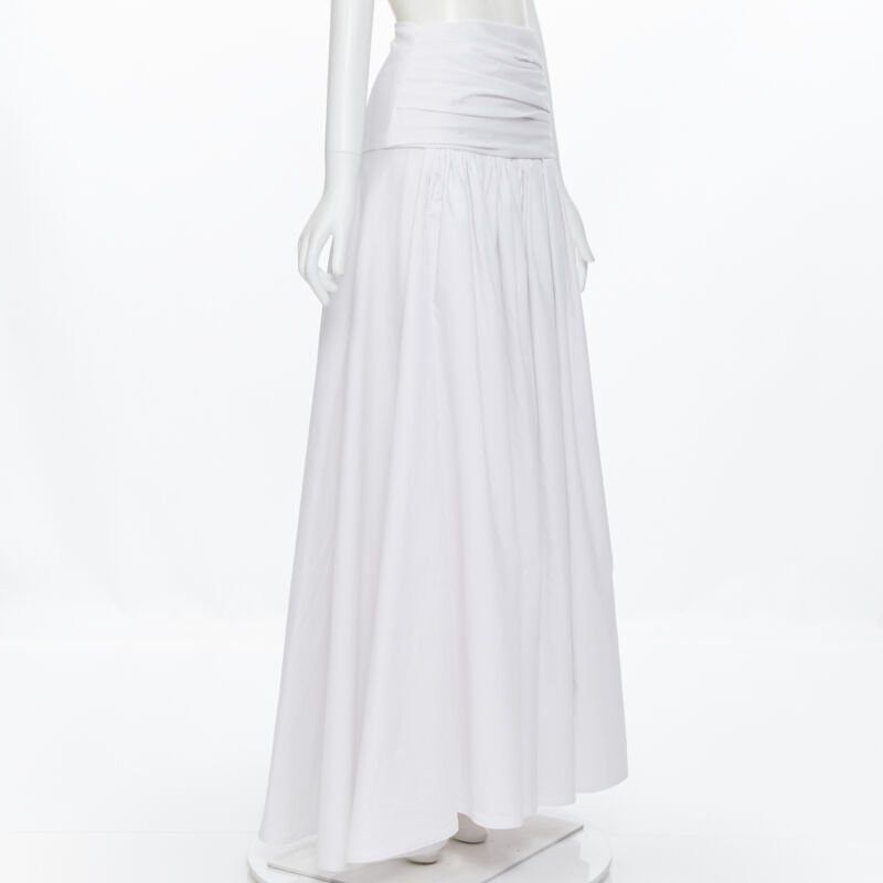 Maticevski MATICEVSKI white ruched waist band pleated flared maxi dress XS Size 26" / US 2 / IT 38 - 3 Thumbnail