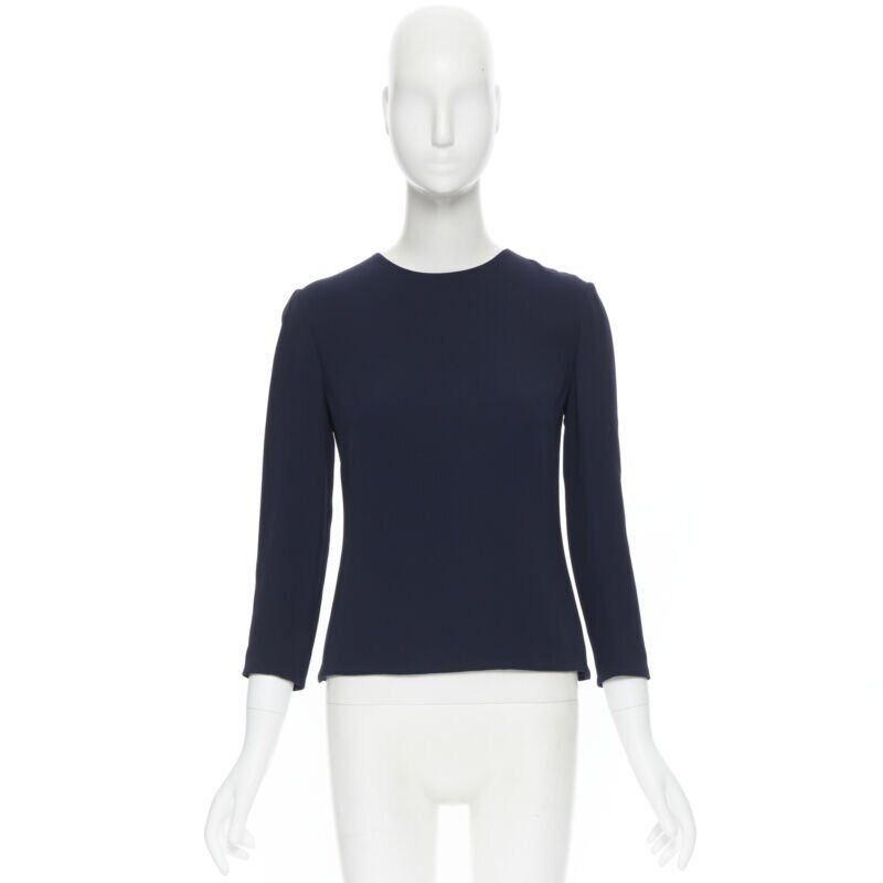 Ralph Lauren RALPH LAUREN Purple Collection navy blue viscose crepe 3/4 sleeve top US0 XS Size XS / US 0-2 / IT 36-38 - 9 Thumbnail
