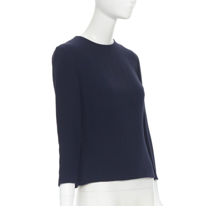 Ralph Lauren RALPH LAUREN Purple Collection navy blue viscose crepe 3/4 sleeve top US0 XS Size XS / US 0-2 / IT 36-38 - 3 Thumbnail
