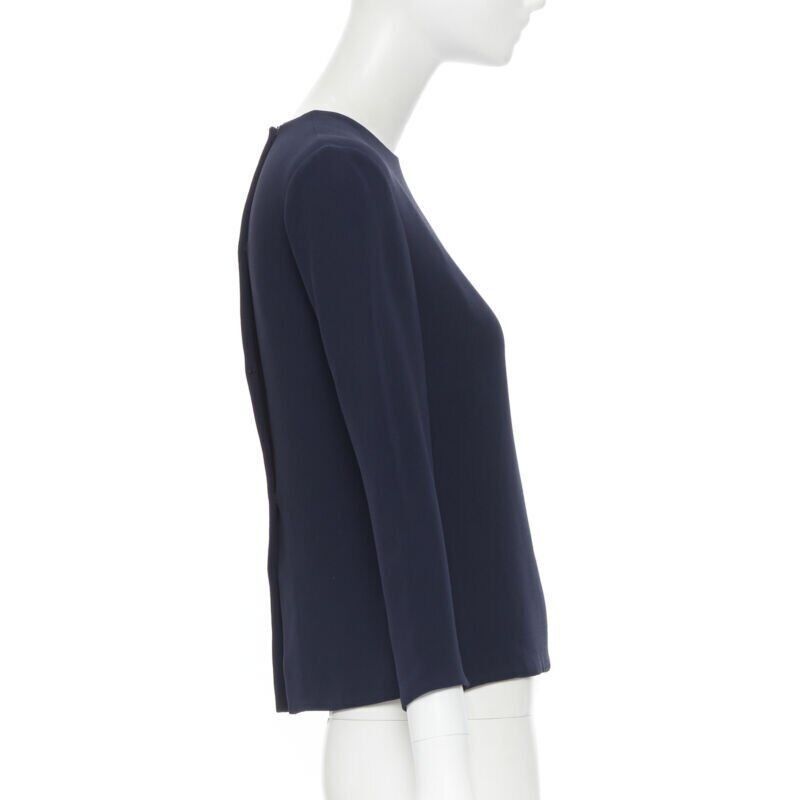 Ralph Lauren RALPH LAUREN Purple Collection navy blue viscose crepe 3/4 sleeve top US0 XS Size XS / US 0-2 / IT 36-38 - 4 Thumbnail