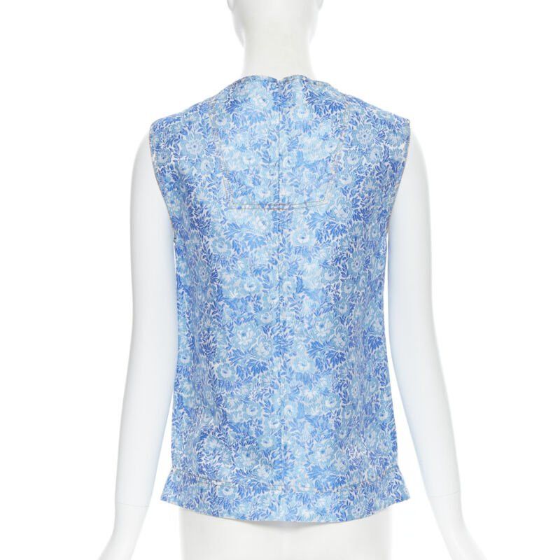Calvin Klein CALVIN KLEIN 205W39NYC RAF SIMONS blue floral jacquard sleeveless top Fr36 S Size S / US 4 / IT 40 - 5 Thumbnail