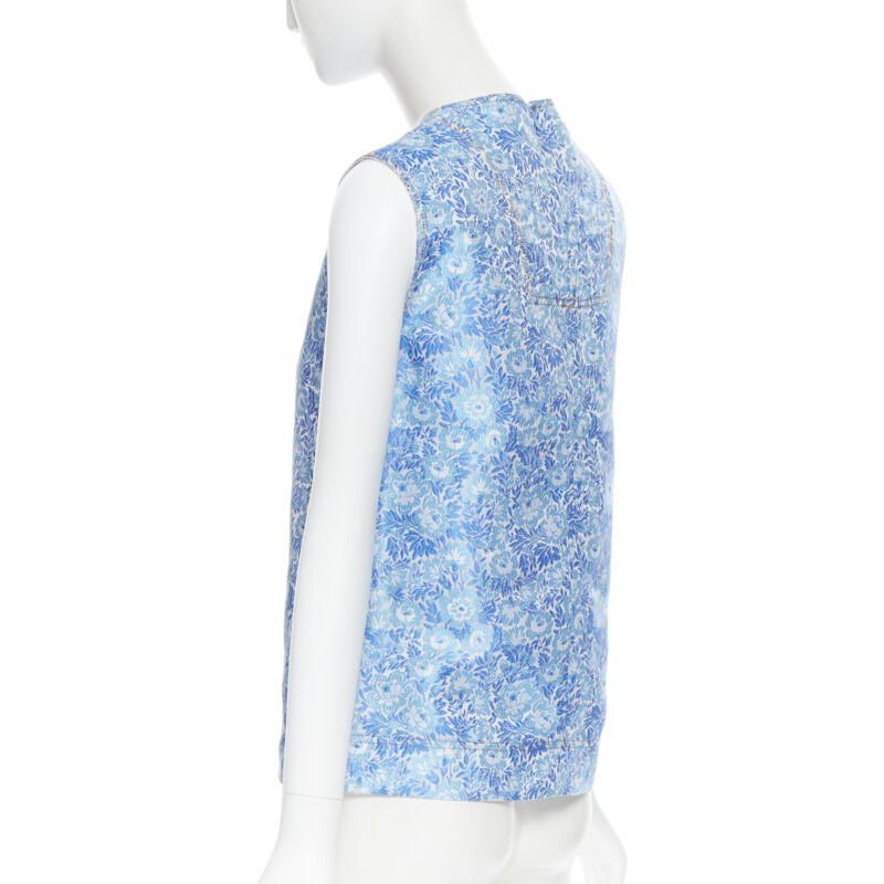 Calvin Klein CALVIN KLEIN 205W39NYC RAF SIMONS blue floral jacquard sleeveless top Fr36 S Size S / US 4 / IT 40 - 6 Thumbnail