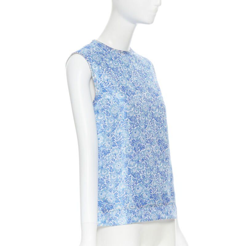 Calvin Klein CALVIN KLEIN 205W39NYC RAF SIMONS blue floral jacquard sleeveless top Fr36 S Size S / US 4 / IT 40 - 3 Thumbnail
