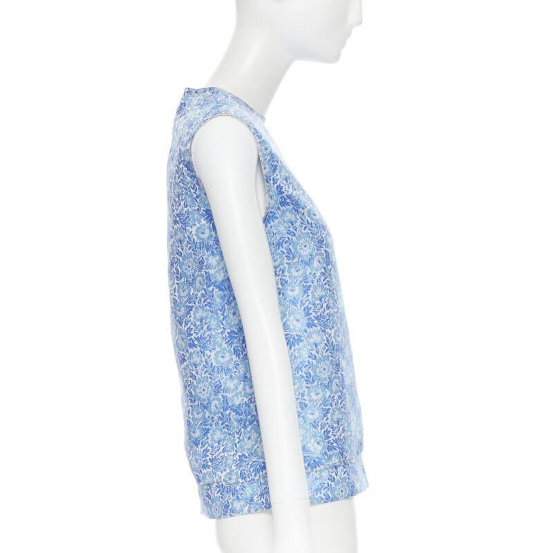 Calvin Klein CALVIN KLEIN 205W39NYC RAF SIMONS blue floral jacquard sleeveless top Fr36 S Size S / US 4 / IT 40 - 4 Thumbnail