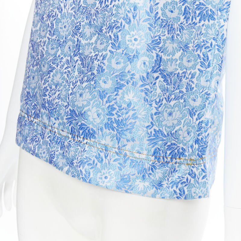 Calvin Klein CALVIN KLEIN 205W39NYC RAF SIMONS blue floral jacquard sleeveless top Fr36 S Size S / US 4 / IT 40 - 7 Thumbnail