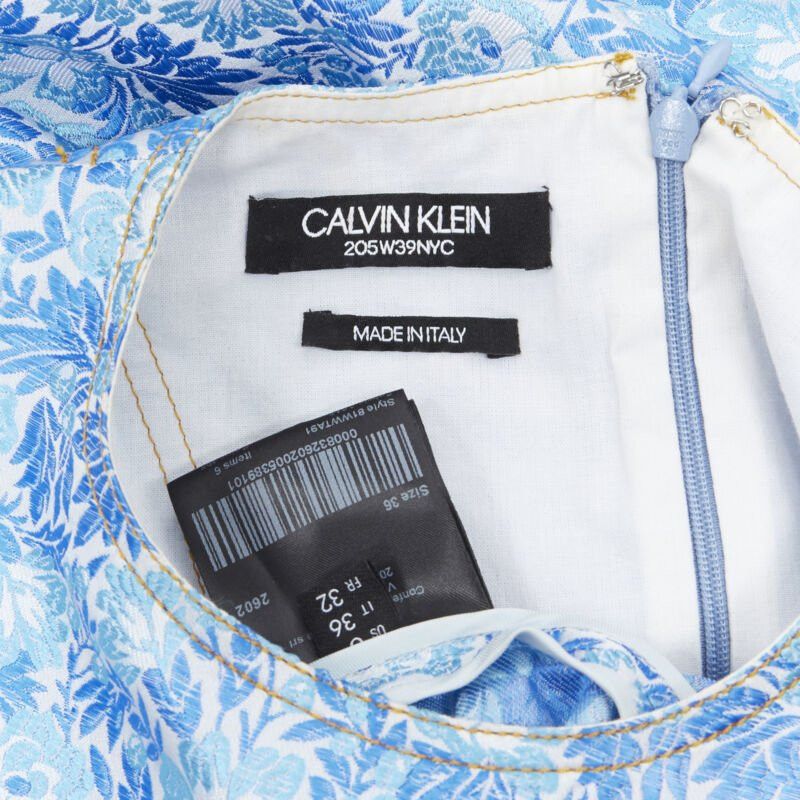 Calvin Klein CALVIN KLEIN 205W39NYC RAF SIMONS blue floral jacquard sleeveless top Fr36 S Size S / US 4 / IT 40 - 8 Thumbnail