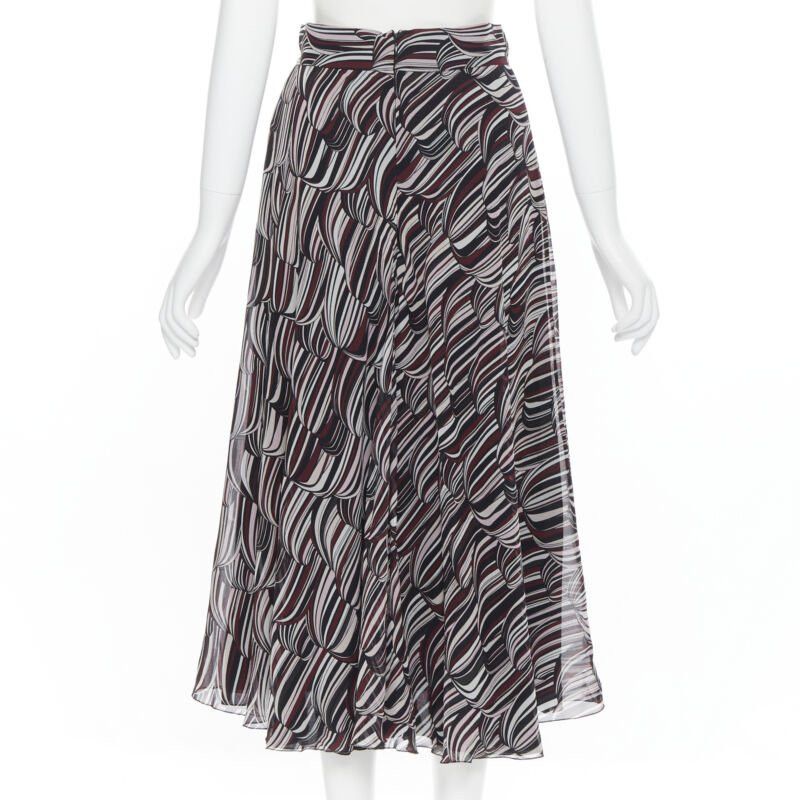 Giambattista Valli GIAMBATTISTA VALLI black red tropical pattern 100% silk midi skirt IT38 XS Size 26" / US 2 / IT 38 - 6 Thumbnail
