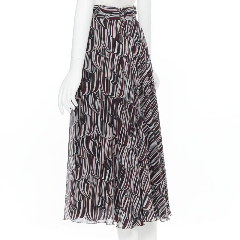 Giambattista Valli GIAMBATTISTA VALLI black red tropical pattern 100% silk midi skirt IT38 XS Size 26" / US 2 / IT 38 - 7 Thumbnail