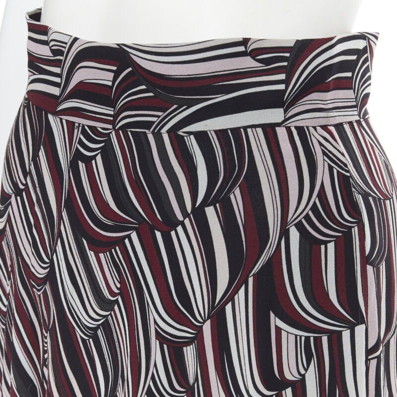 Giambattista Valli GIAMBATTISTA VALLI black red tropical pattern 100% silk midi skirt IT38 XS Size 26" / US 2 / IT 38 - 2 Thumbnail