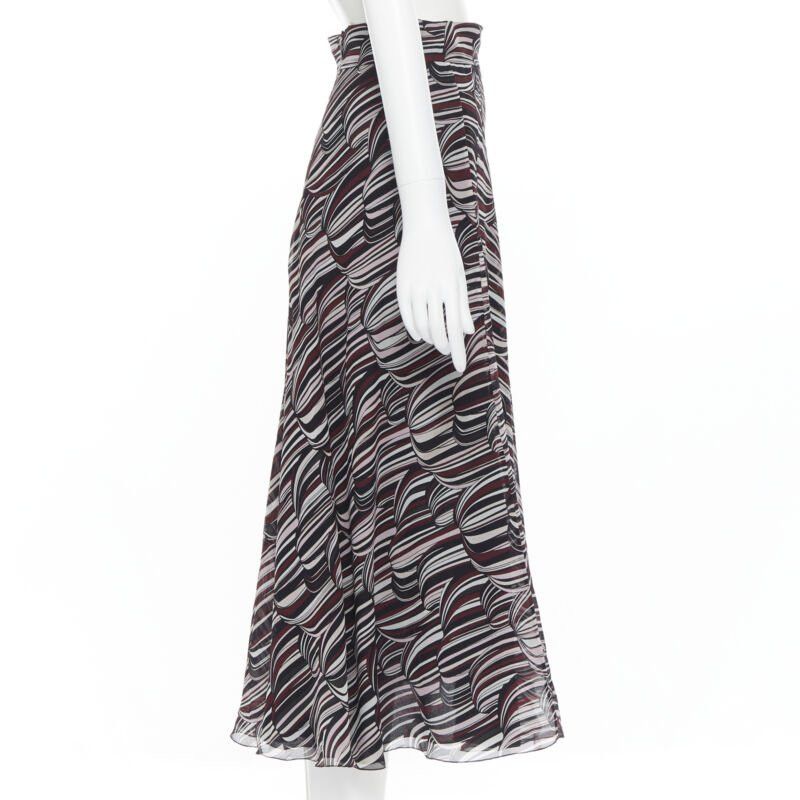 Giambattista Valli GIAMBATTISTA VALLI black red tropical pattern 100% silk midi skirt IT38 XS Size 26" / US 2 / IT 38 - 5 Thumbnail