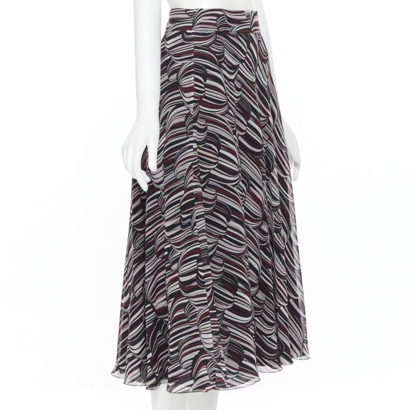 Giambattista Valli GIAMBATTISTA VALLI black red tropical pattern 100% silk midi skirt IT38 XS Size 26" / US 2 / IT 38 - 4 Thumbnail