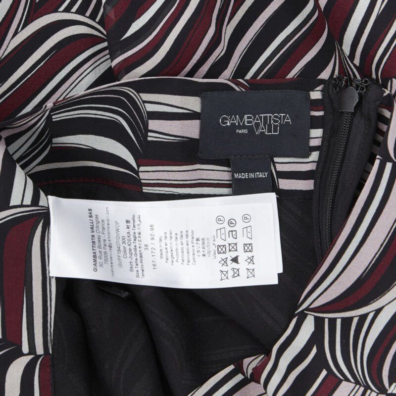 Giambattista Valli GIAMBATTISTA VALLI black red tropical pattern 100% silk midi skirt IT38 XS Size 26" / US 2 / IT 38 - 9 Thumbnail