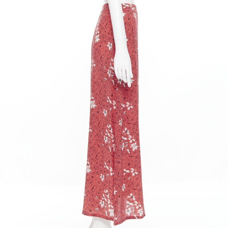 Tomas Maier TOMAS MAIER 100% silk pink illustration floral print casual midi skirt US2 XS Size 26" / US 2 / IT 38 - 5 Thumbnail