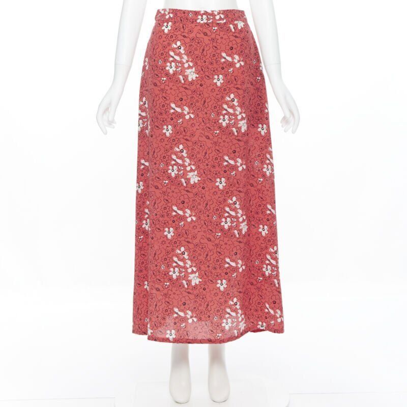 Tomas Maier TOMAS MAIER 100% silk pink illustration floral print casual midi skirt US2 XS Size 26" / US 2 / IT 38 - 3 Thumbnail