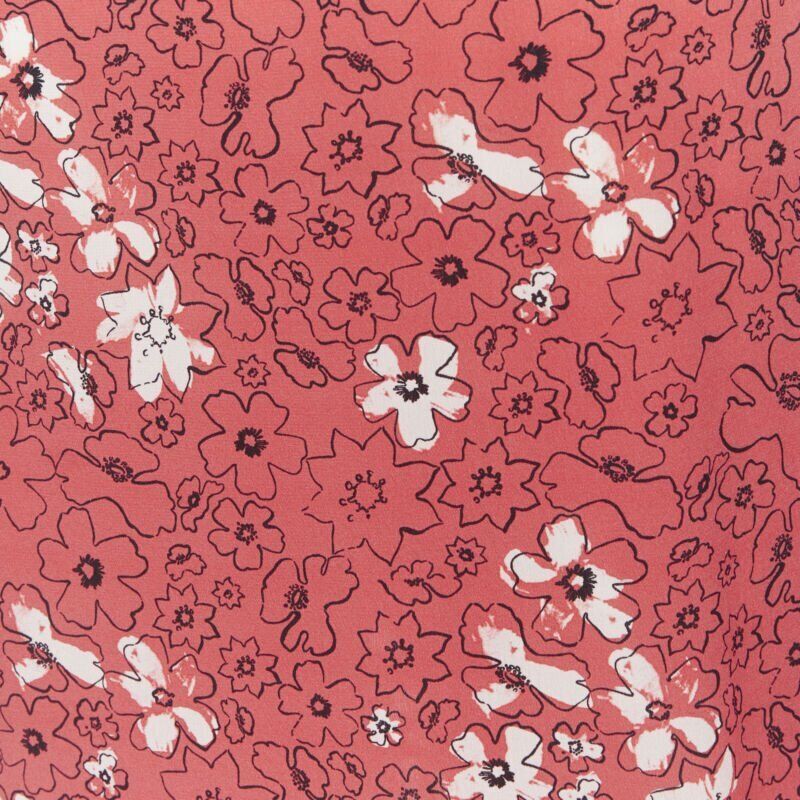 Tomas Maier TOMAS MAIER 100% silk pink illustration floral print casual midi skirt US2 XS Size 26" / US 2 / IT 38 - 8 Thumbnail