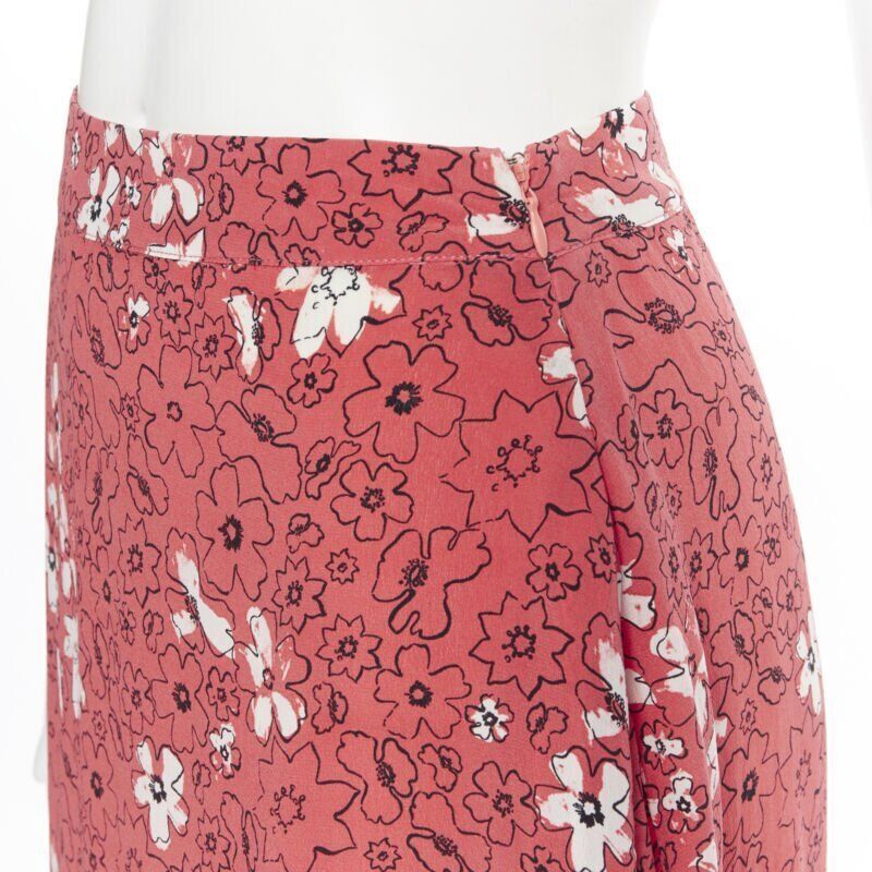 Tomas Maier TOMAS MAIER 100% silk pink illustration floral print casual midi skirt US2 XS Size 26" / US 2 / IT 38 - 2 Thumbnail