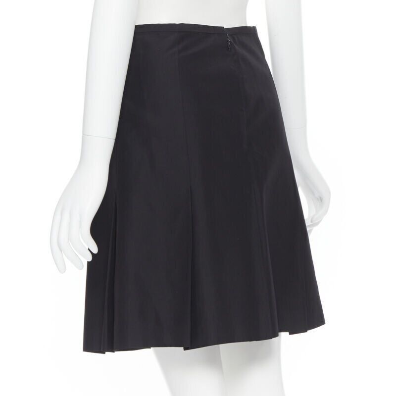 Ralph Lauren RALPH LAUREN black pleated hem A-line knee length skirt work US2 XS Size 26" / US 2 / IT 38 - 7 Thumbnail