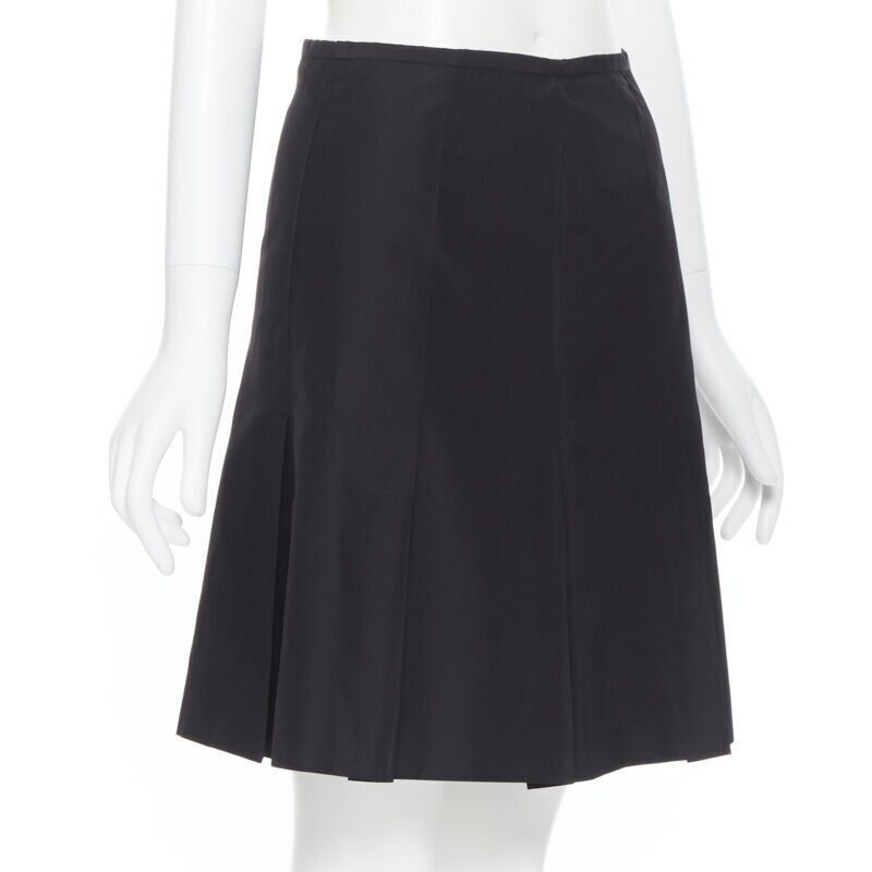 Ralph Lauren RALPH LAUREN black pleated hem A-line knee length skirt work US2 XS Size 26" / US 2 / IT 38 - 4 Thumbnail