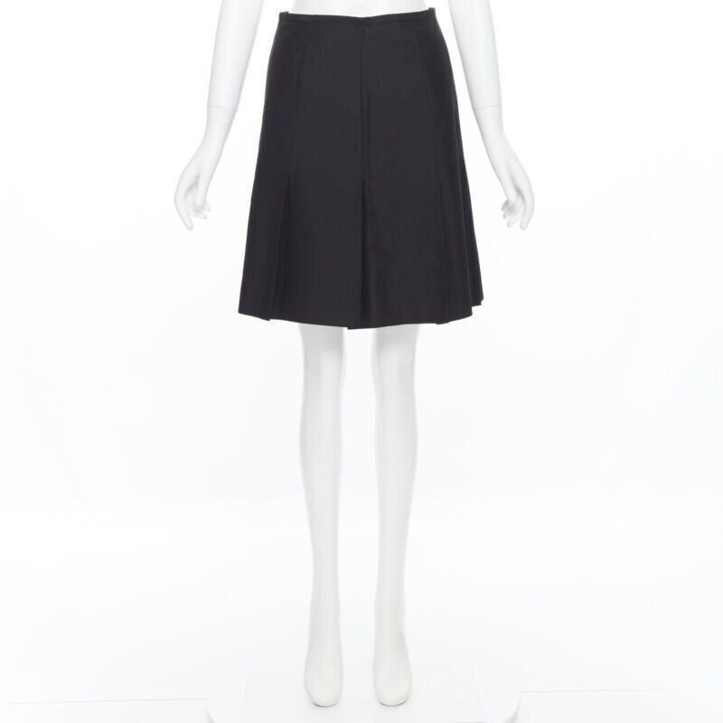 Ralph Lauren RALPH LAUREN black pleated hem A-line knee length skirt work US2 XS Size 26" / US 2 / IT 38 - 3 Thumbnail