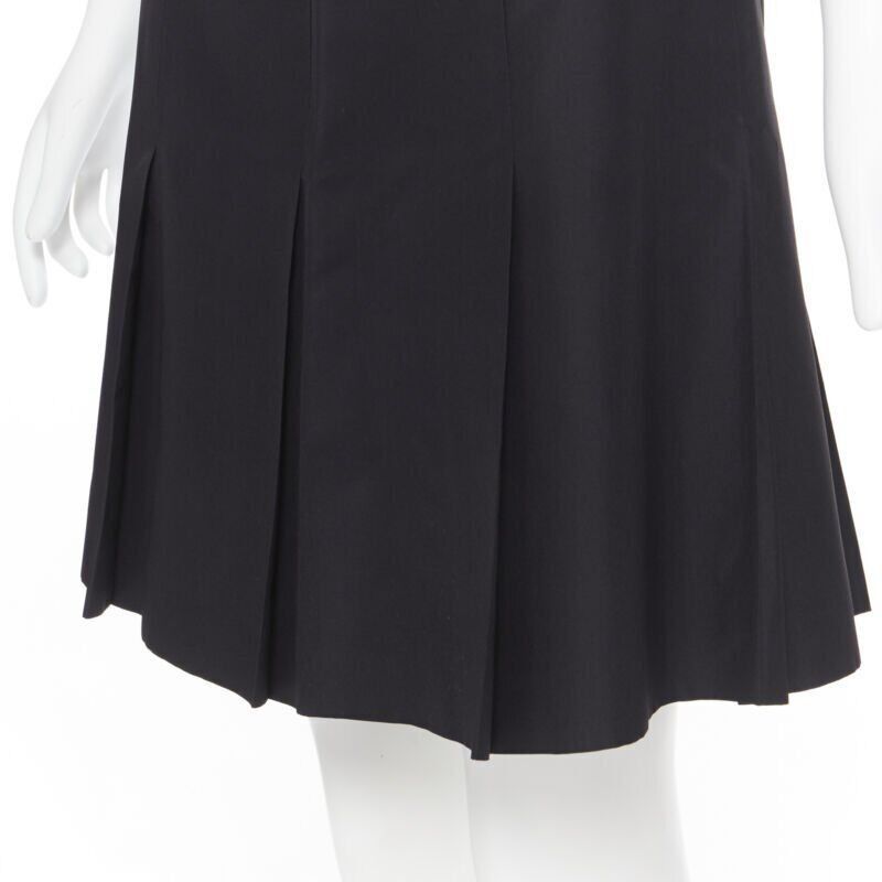 Ralph Lauren RALPH LAUREN black pleated hem A-line knee length skirt work US2 XS Size 26" / US 2 / IT 38 - 2 Thumbnail