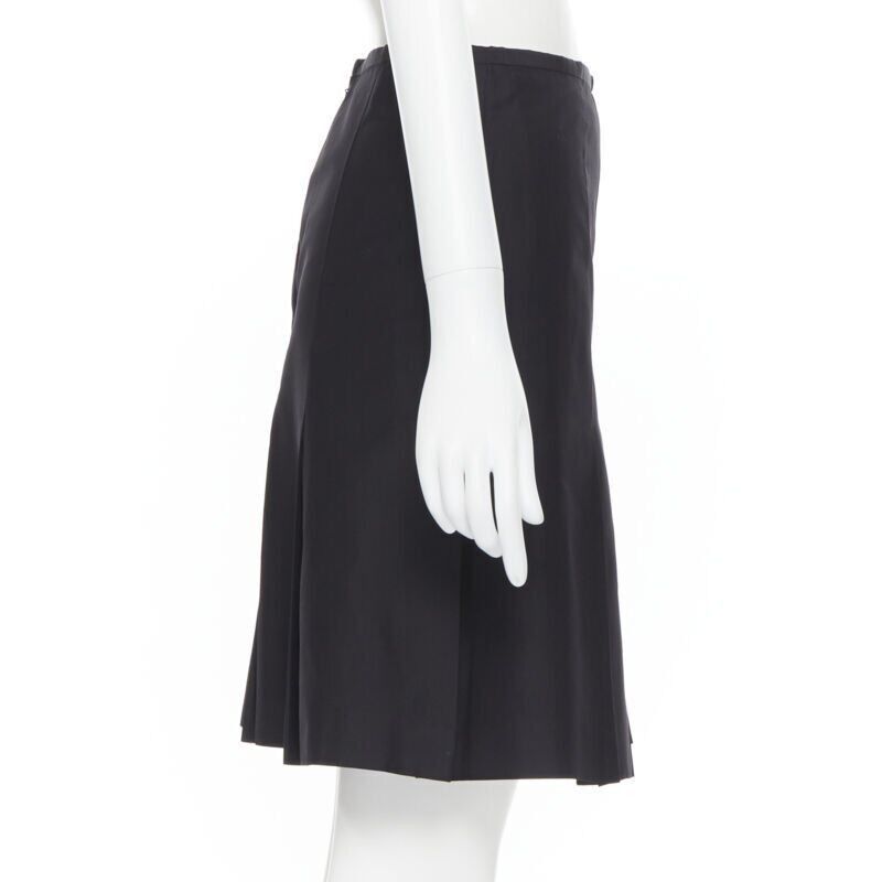 Ralph Lauren RALPH LAUREN black pleated hem A-line knee length skirt work US2 XS Size 26" / US 2 / IT 38 - 5 Thumbnail