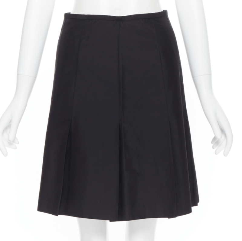 Ralph Lauren RALPH LAUREN black pleated hem A-line knee length skirt work US2 XS Size 26" / US 2 / IT 38 - 6 Thumbnail