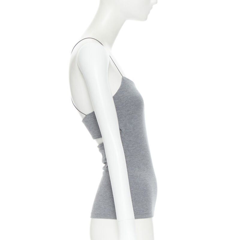 T by Alexander Wang T BY ALEXANDER WANG grey cotton jersey wire spaghetti strap cami tank top XS Size XS / US 0-2 / IT 36-38 - 4 Thumbnail