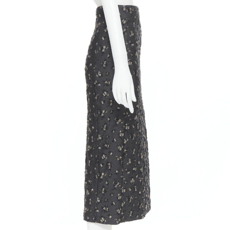 Brock Collection BROCK COLLECTION grey floral cloque front dart knee length pencil skirt Us0 XS Size 25" / US 0 / IT 36 - 5 Thumbnail