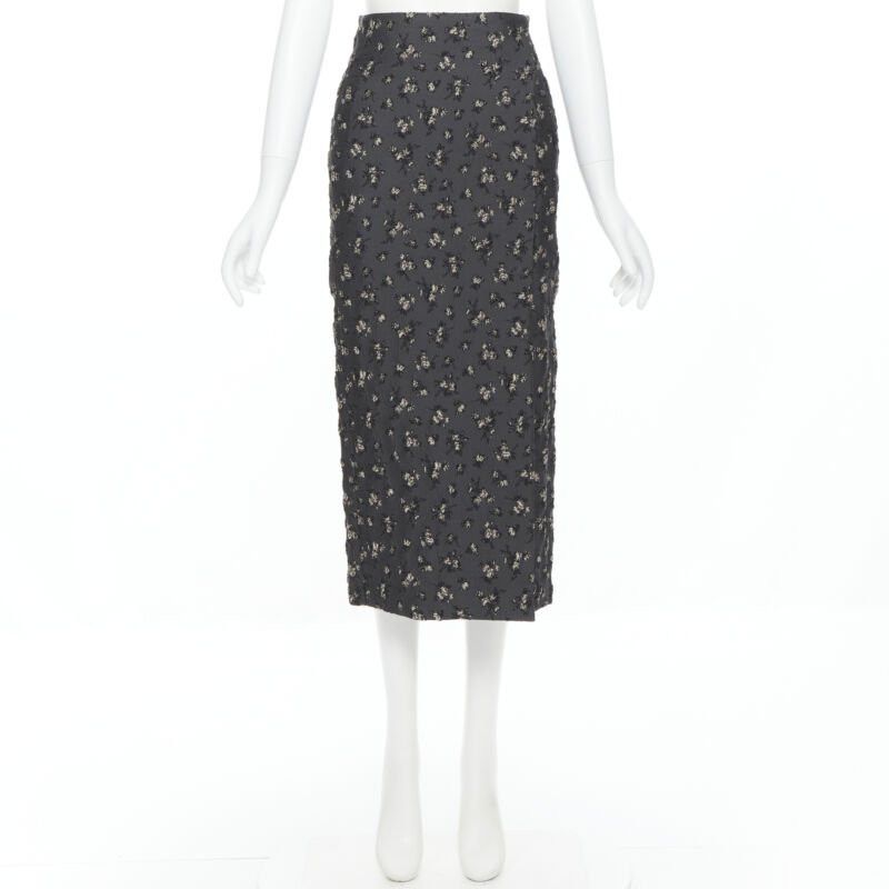 Brock Collection BROCK COLLECTION grey floral cloque front dart knee length pencil skirt Us0 XS Size 25" / US 0 / IT 36 - 3 Thumbnail
