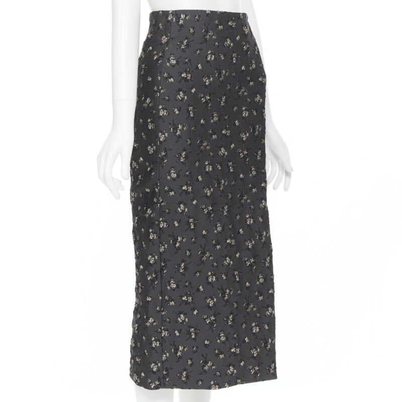 Brock Collection BROCK COLLECTION grey floral cloque front dart knee length pencil skirt Us0 XS Size 25" / US 0 / IT 36 - 4 Thumbnail