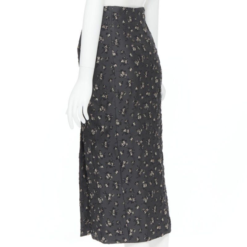 Brock Collection BROCK COLLECTION grey floral cloque front dart knee length pencil skirt Us0 XS Size 25" / US 0 / IT 36 - 7 Thumbnail