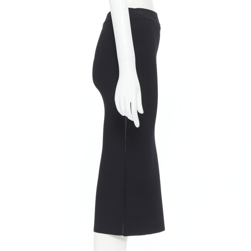 Oscar De La Renta OSCAR DE LA RENTA 2016 black viscose knit knee length bodycon pencil skirt XS Size 26" / US 2 / IT 38 - 5 Thumbnail
