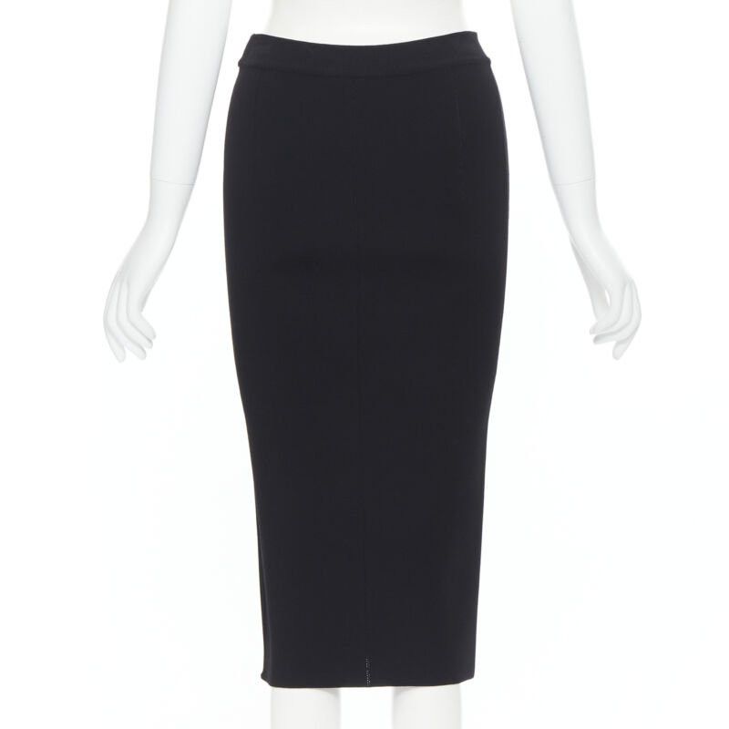 Oscar De La Renta OSCAR DE LA RENTA 2016 black viscose knit knee length bodycon pencil skirt XS Size 26" / US 2 / IT 38 - 6 Thumbnail