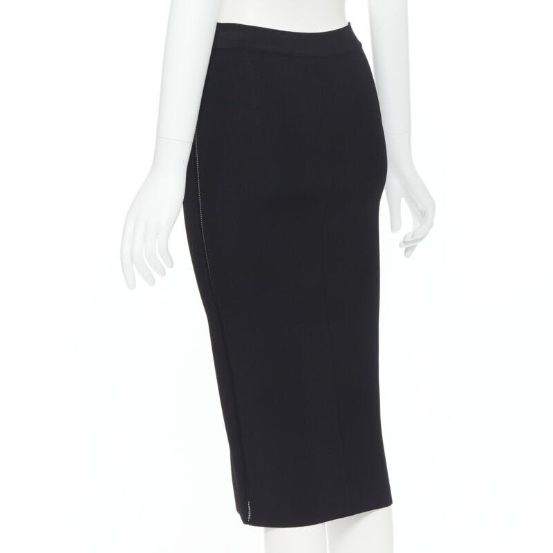 Oscar De La Renta OSCAR DE LA RENTA 2016 black viscose knit knee length bodycon pencil skirt XS Size 26" / US 2 / IT 38 - 7 Thumbnail