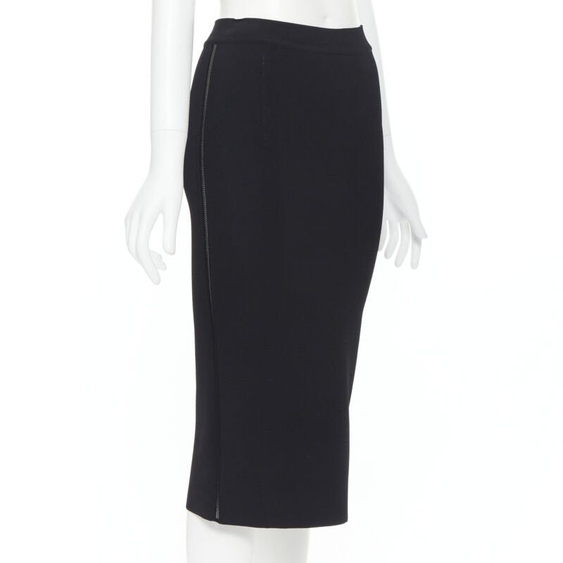 Oscar De La Renta OSCAR DE LA RENTA 2016 black viscose knit knee length bodycon pencil skirt XS Size 26" / US 2 / IT 38 - 4 Thumbnail