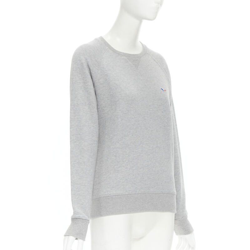MAISON KITSUNE 100% cotton jersey fox embroidery logo pullover sweater XXS