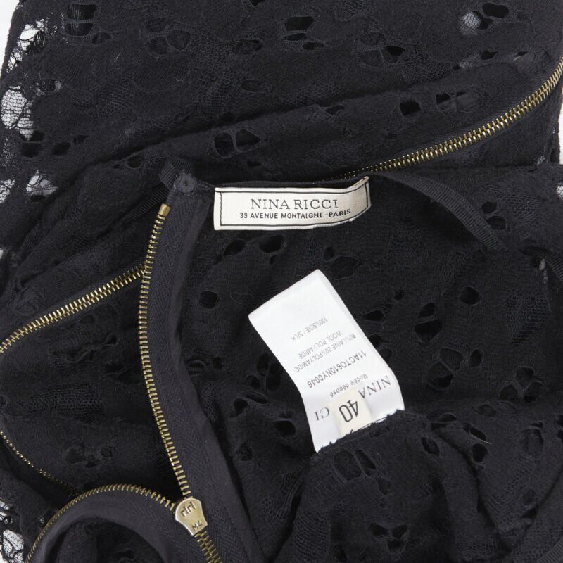 Nina Ricci NINA RICCI black sheer lace cap sleeve zip back T-shirt top FR40 XS Size S / US 4 / IT 40 - 8 Thumbnail