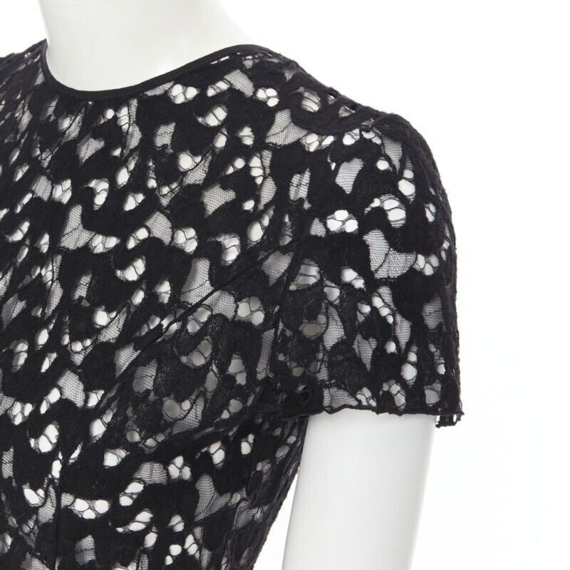 Nina Ricci NINA RICCI black sheer lace cap sleeve zip back T-shirt top FR40 XS Size S / US 4 / IT 40 - 7 Thumbnail