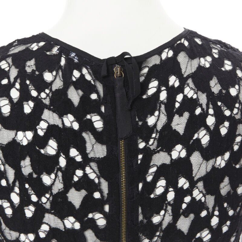 Nina Ricci NINA RICCI black sheer lace cap sleeve zip back T-shirt top FR40 XS Size S / US 4 / IT 40 - 2 Thumbnail