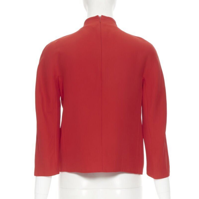 Ralph Lauren RALPH LAUREN red viscose crepe silk lined mock neck 3/4 sleeve top US0 XS Size XS / US 0-2 / IT 36-38 - 5 Thumbnail