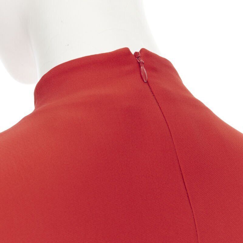 Ralph Lauren RALPH LAUREN red viscose crepe silk lined mock neck 3/4 sleeve top US0 XS Size XS / US 0-2 / IT 36-38 - 7 Thumbnail